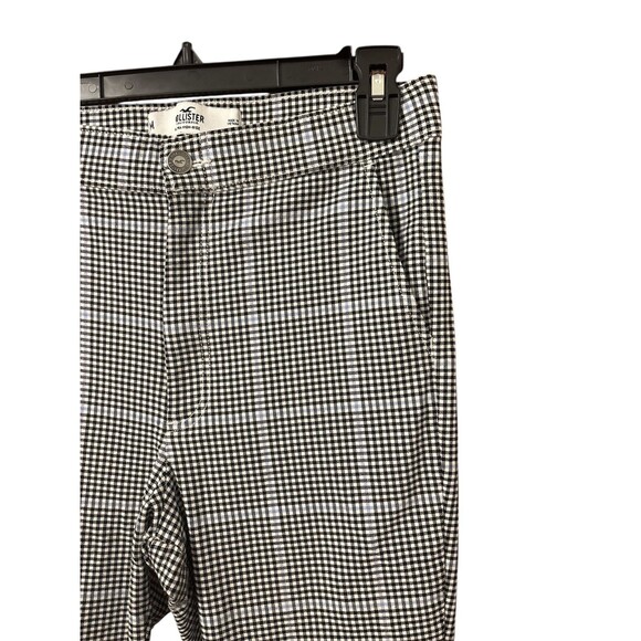 Hollister Womens Ultra High Rise Skinny Pants Plaid Black White Blue Medium - Picture 3 of 4